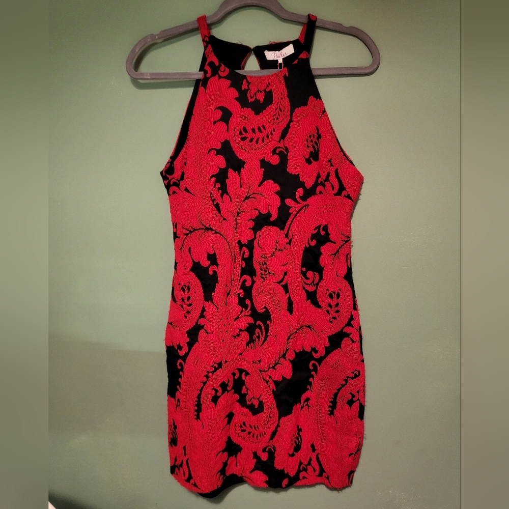 Parker NY Embroidered Paisley Peekaboo Dress
